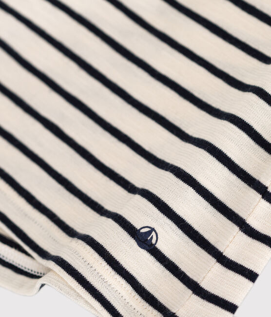 Babies' Short-Sleeved Jersey Blouse AVALANCHE white/SMOKING blue