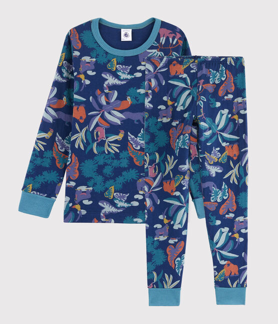 Boys' Jungle Print Tube Knit Pyjamas MEDIEVAL blue/MULTICO white