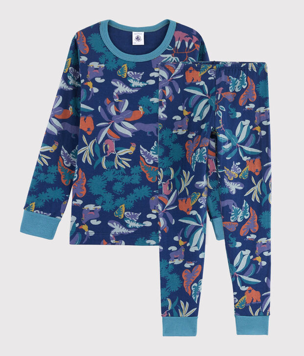 Boys' Jungle Print Tube Knit Pyjamas blue/multicolor