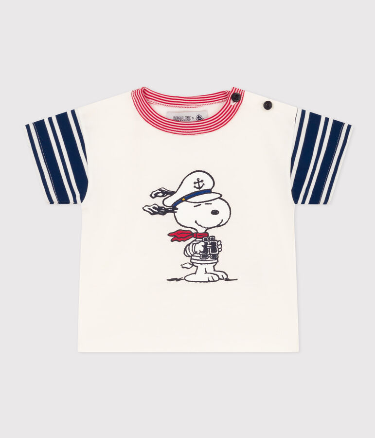 Petit Bateau X Snoopy t-shirt in lightweight baby jersey white/multicolor