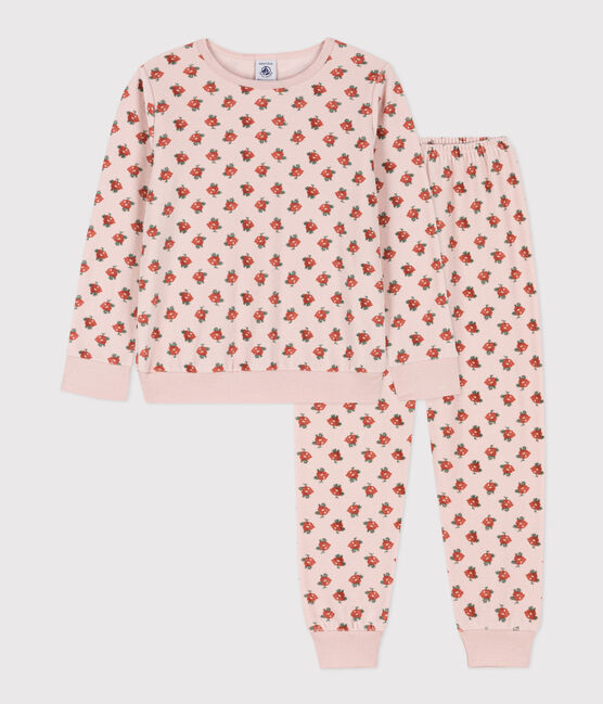 Girls' Floral Velour Pyjamas SALINE pink/MULTICO white