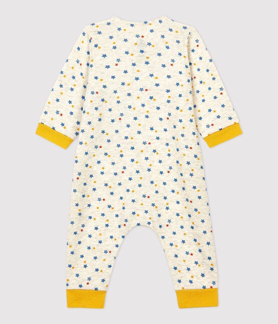 Babies' Multicoloured Star Patterned Spotted Wool and Organic Cotton Jumpsuit MONTELIMAR beige/MULTICO white