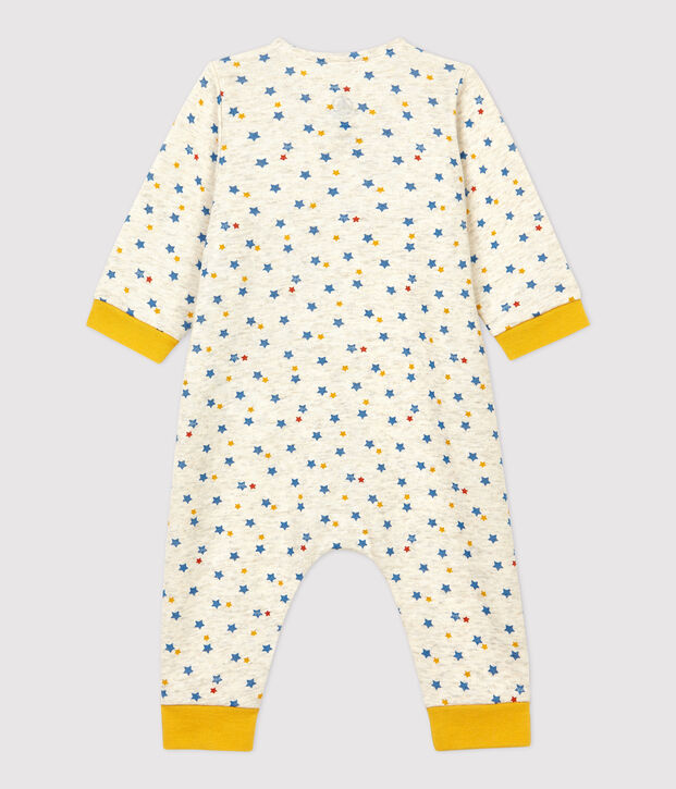Babies' Multicoloured Star Patterned Spotted Wool and Organic Cotton Jumpsuit beige/multicolor