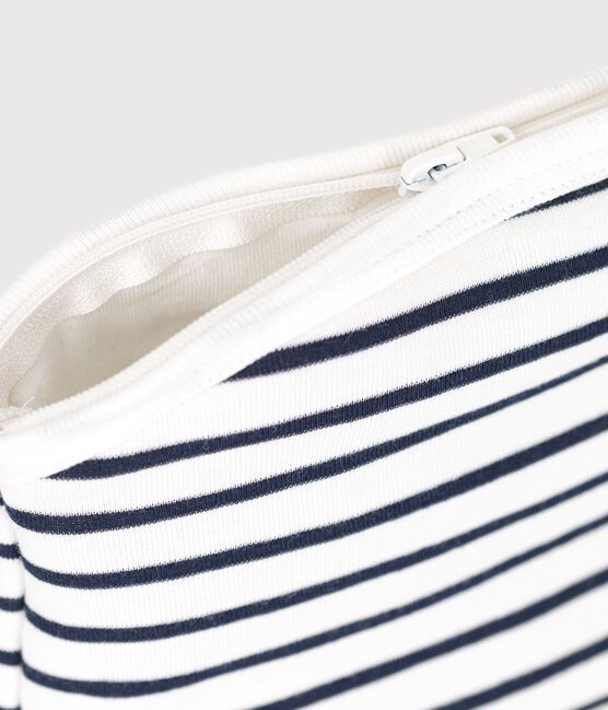 Babies' stripy cotton bag MARSHMALLOW white/SMOKING blue