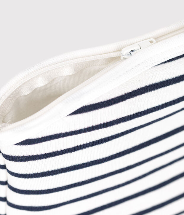 Babies' stripy cotton bag white/blue