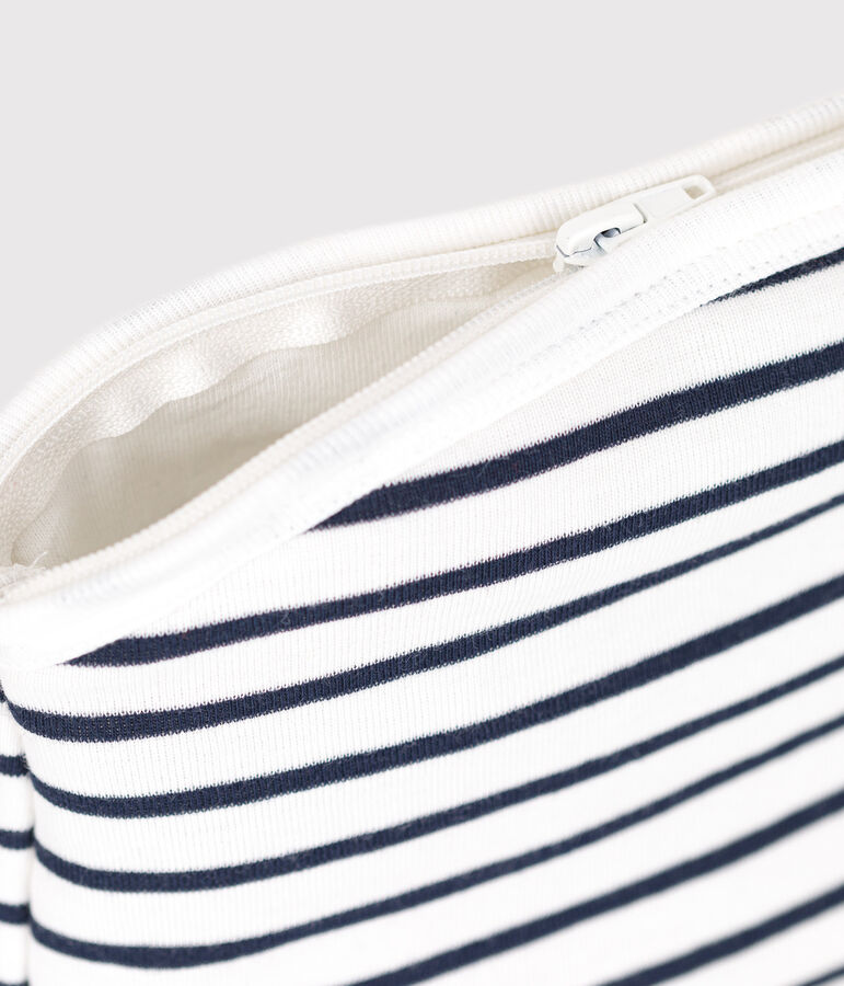 Babies' stripy cotton bag white/blue