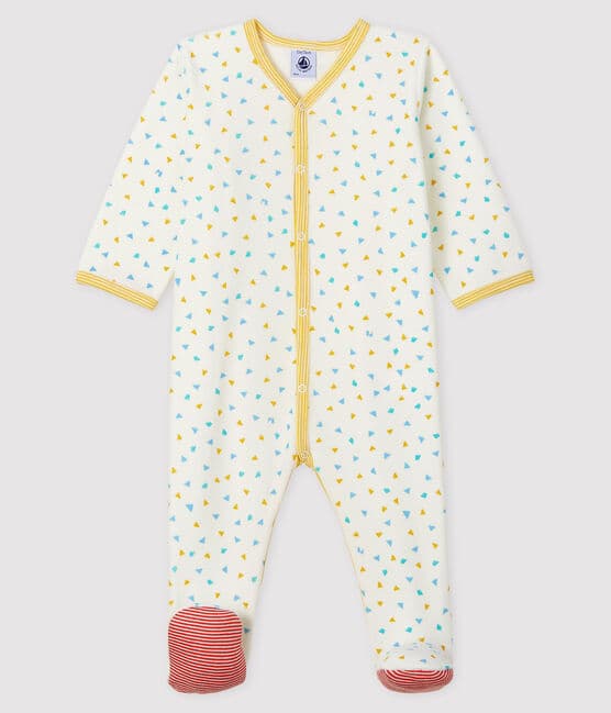 Babies' Confetti Print Velour Sleepsuit MARSHMALLOW white/MULTICO white