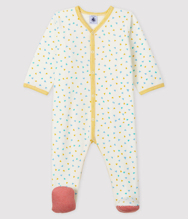 Babies' Confetti Print Velour Sleepsuit white/multicolor