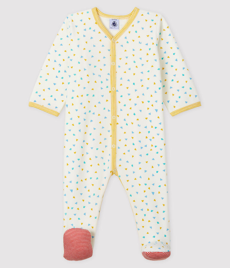 Babies' Confetti Print Velour Sleepsuit MARSHMALLOW white/MULTICO white