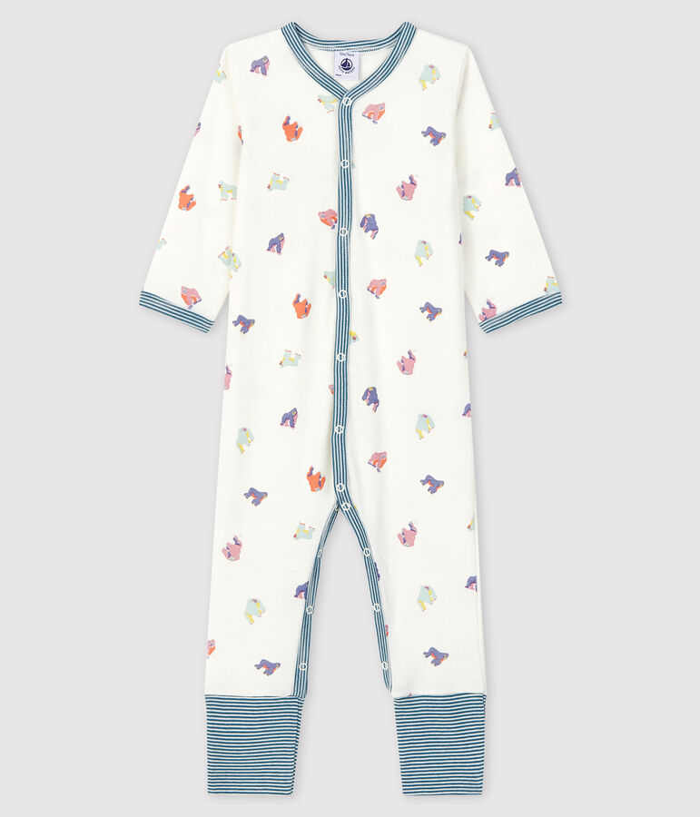 Baby Girls' Footless Gorilla Print Ribbed Sleepsuit MARSHMALLOW white/MULTICO white