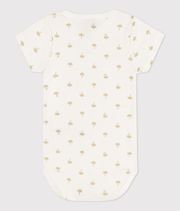 Babies' Short-Sleeved Cotton Palm Print Bodysuit white/multicolor