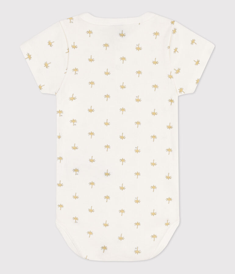 Babies' Short-Sleeved Cotton Palm Print Bodysuit white/multicolor