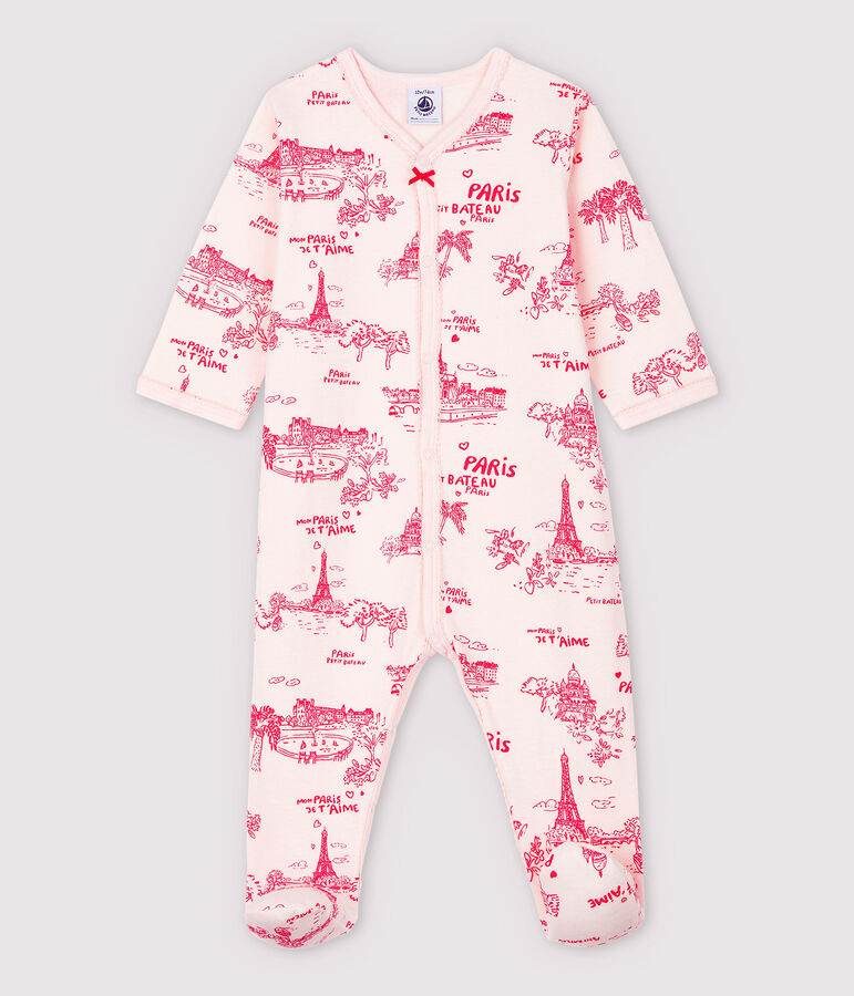 Baby Girls' Toile de Jouy Paris Tube Knit Sleepsuit pink/pink