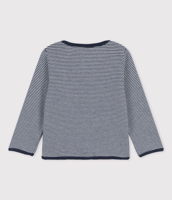 Babies' Organic Cotton Pinstriped Cardigan SMOKING blue/MARSHMALLOW white