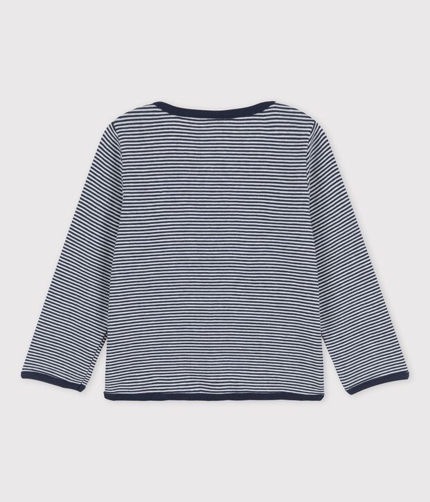 Babies' Organic Cotton Pinstriped Cardigan blue/white