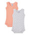 Set of 2 baby boys' sleeveless bodysuits LOT white
