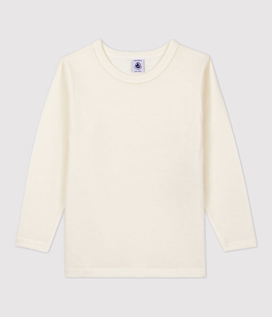 Children's Long-Sleeved Wool and Cotton T-Shirt ECRU grey