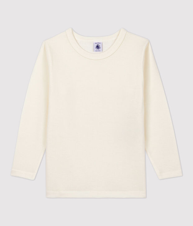 Children's Long-Sleeved Wool and Cotton T-Shirt beige
