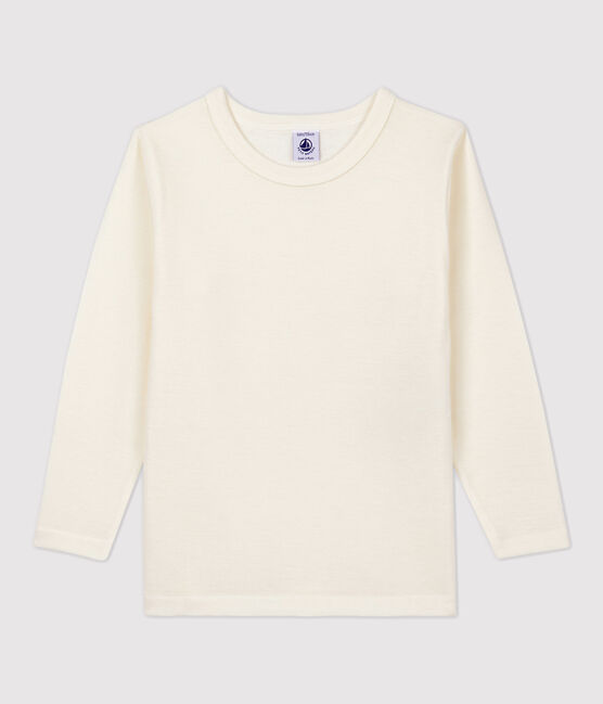 Children's Long-Sleeved Wool and Cotton T-Shirt ECRU grey
