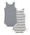 Pack of 2 baby boy sleeveless striped bodysuits LOT white