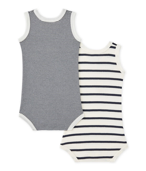 Pack of 2 baby boy sleeveless striped bodysuits LOT white