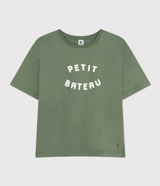 Women's Boxy Cotton T-Shirt CROCO green