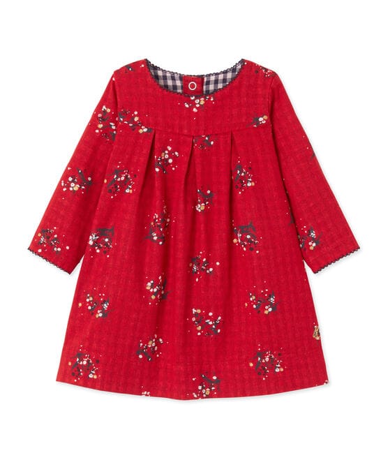 Baby girl's printed double knit dress FROUFROU red/MULTICO white