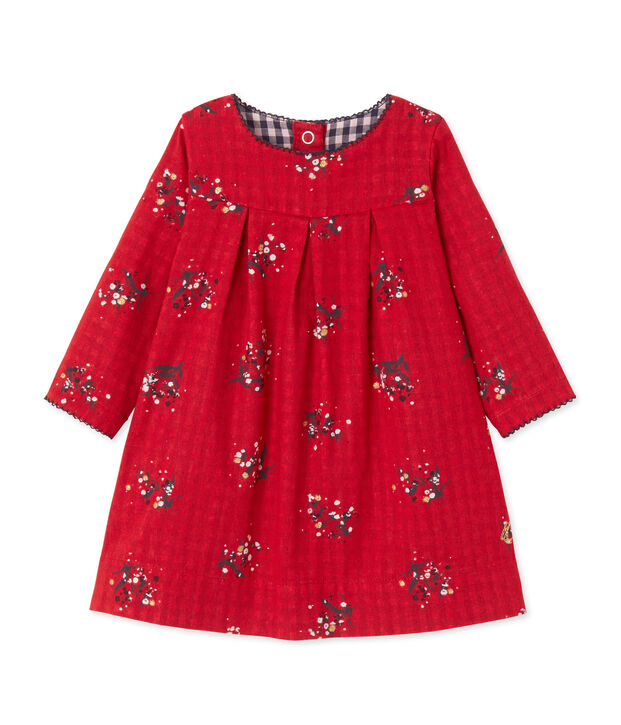 Baby girl's printed double knit dress red/multicolor