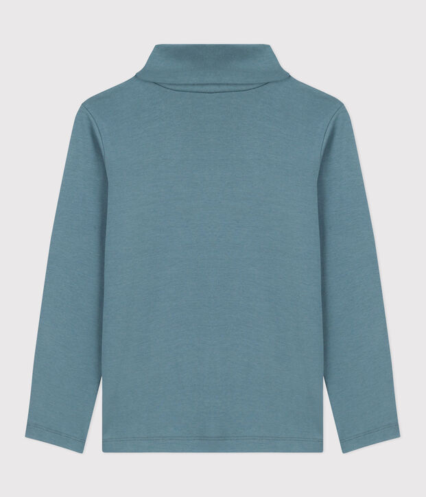 Children's plain cotton rollneck top blue