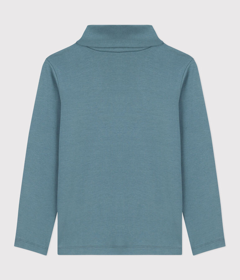 Children's plain cotton rollneck top blue