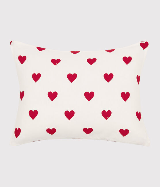 Red Heart Pattern Poplin Cushion MARSHMALLOW white/TERKUIT red