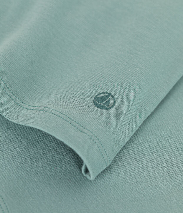 Women's plain rib knit long-sleeved Iconic T-shirt green