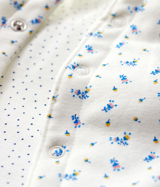 Babies' Quilted Organic Cotton Gilet MARSHMALLOW+BLEU white