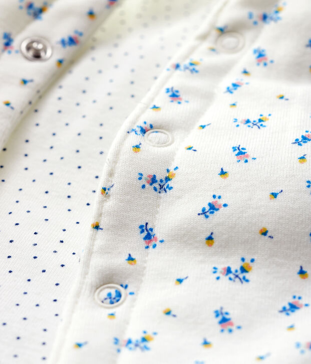 Babies' Quilted Organic Cotton Gilet white/blue