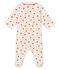 Baby girl's sleepsuit in brushed print soft cotton. MARSHMALLOW white/MULTICO white