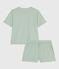 Women's short stripy cotton pyjamas SAULE /MARSHMALLOW