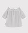 Babies' long-sleeved plain flannel dress with a collar FUMEE CHINE grey