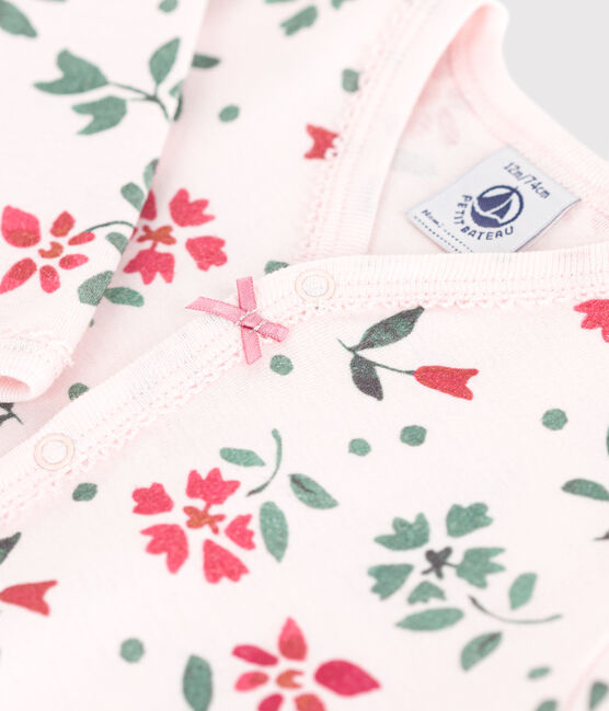 Babies' floral cotton pyjamas FLEUR pink/MULTICO white