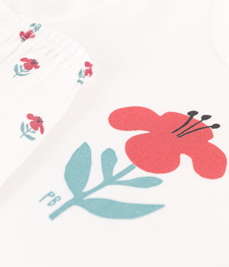 Girls' Floral Cotton Short Pyjamas white/multicolor