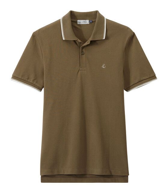 Men's polo in knit piqué SHITAKE brown
