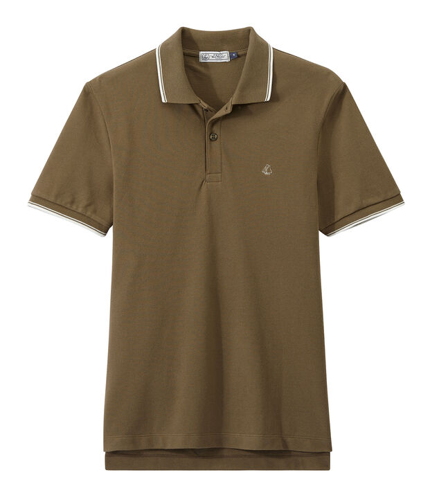 Men's polo in knit piqu&eacute; brown