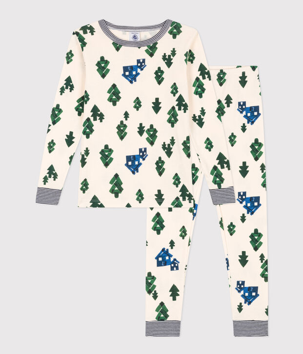 Children's Unisex Snugfit Cotton Pyjamas Ecru/blue/multicolor