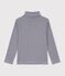 Children's cotton roll neck for girls or boys blue/white