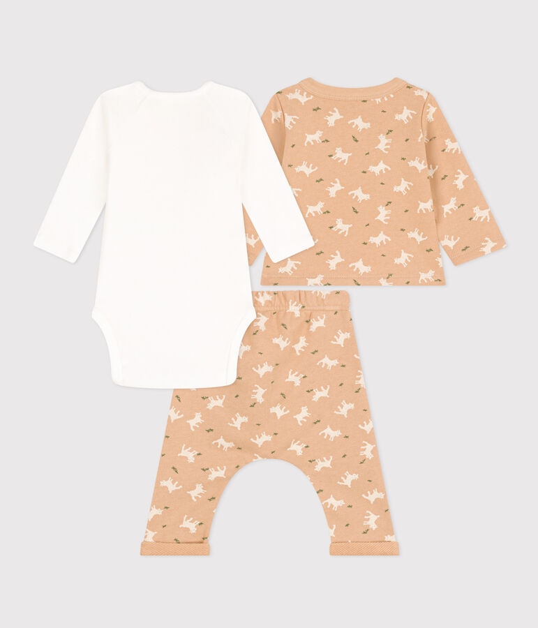 Babies' Patterned Fleece Outfit beige/multicolor