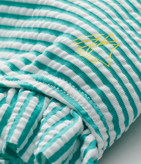 Baby girl one-piece swimsuit FLAG green/LAIT white