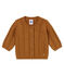 Mixed baby's wool and cotton cable knit cardigan BRINDILLE brown