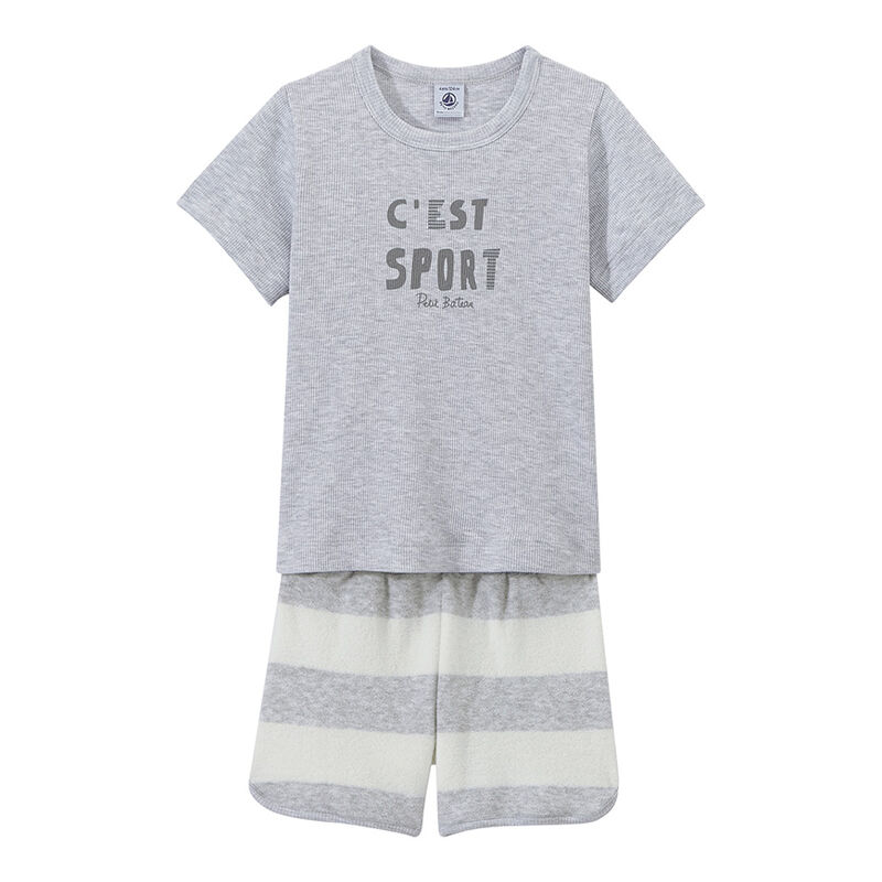Boy's two-fabric shortie pyjamas grey/white