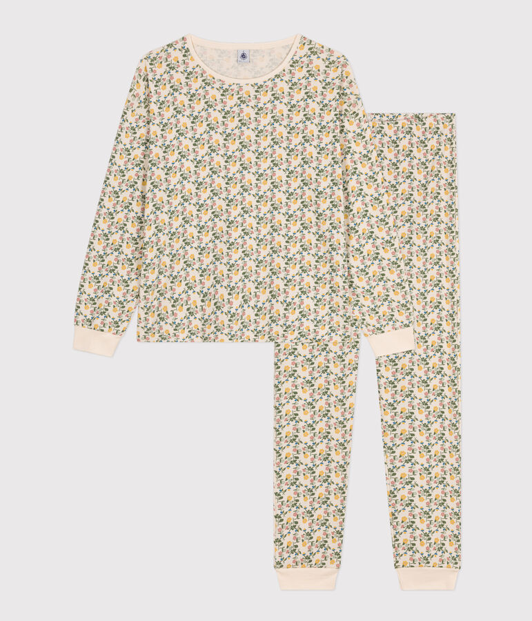 Women's Floral-pattern Cotton Pyjamas Ecru/multicolor