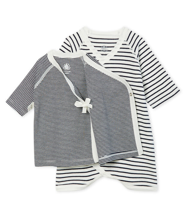 Baby Kimono Bodysuit and Undershirt Set in Rib Knit multicolor
