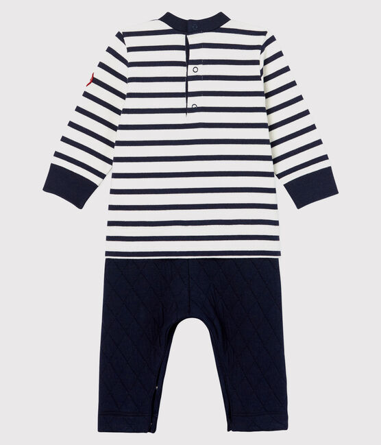 Baby Boys' Faux 2-Piece Romper MARSHMALLOW white/SMOKING blue